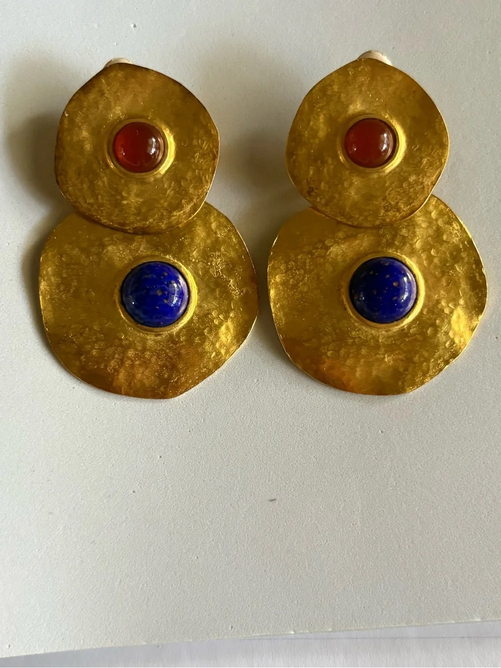 1980’s Round Gold Tone Designer Clip On Earrings
